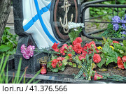 Russian Marines at the cemetery at the grave of the Russian hero Tatashvili on Marine Corps Day. St. Petersburg (2013) Редакционное фото, фотограф Анна Кривицкая / Фотобанк Лори