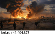 Clashes in the Gaza Strip. Стоковое AI-изображение, AI-художник Кирилл Черезов / Фотобанк Лори