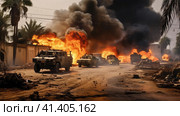 Clashes in the Gaza Strip. Стоковое AI-изображение, AI-художник Кирилл Черезов / Фотобанк Лори