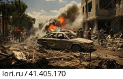 Clashes in the Gaza Strip. Стоковое AI-изображение, AI-художник Кирилл Черезов / Фотобанк Лори