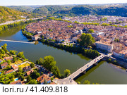 Scenic top view of the city Cahors and Lot river. Стоковое фото, фотограф Яков Филимонов / Фотобанк Лори
