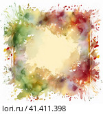 Frame round watercolor flowers, generated by AI. Стоковое AI-изображение, AI-художник Мария Шадрина / Фотобанк Лори