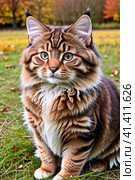 Maine Coon. The oldest American cat breed. Стоковое AI-изображение, AI-художник Сергей Елизарьев / Фотобанк Лори