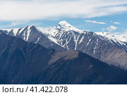 View of Mount Kazbek from Tsey Loam pass. Стоковое фото, фотограф Юлия Белоусова / Фотобанк Лори