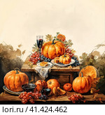 A big roast turkey on the table for Thanksgiving or Christmas. Generated by AI. Стоковое AI-изображение, AI-художник Ярославский Максим / Фотобанк Лори