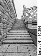 Saint Petersburg, Russia. The granite stairs of Bolsheokhtinsky bridge. (2016 год). Стоковое фото, фотограф Григорий Евдокимов / Фотобанк Лори