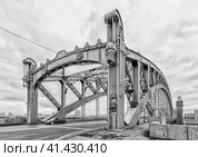 Saint Petersburg, Russia. A view of Bolsheokhtinsky bridge. (2016 год). Стоковое фото, фотограф Григорий Евдокимов / Фотобанк Лори
