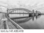 Saint Petersburg, Russia. A view of Bolsheokhtinsky bridge. (2016 год). Стоковое фото, фотограф Григорий Евдокимов / Фотобанк Лори