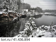 River Canyon and rocks in winter. Стоковое фото, фотограф Анна Кривицкая / Фотобанк Лори