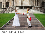 Childrens ballroom dance couple in suits. Стоковое фото, фотограф Андрей Аркуша / Фотобанк Лори
