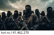 A group of terrorists with weapons. Стоковое AI-изображение, AI-художник Кирилл Черезов / Фотобанк Лори