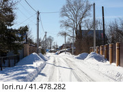 Убранные от снега дороги в деревне зимой (2023 год). Стоковое фото, фотограф Кекяляйнен Андрей / Фотобанк Лори