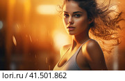 Beautiful young woman doing sports. Стоковое AI-изображение, AI-художник Кирилл Черезов / Фотобанк Лори