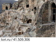 View of the historic cave city and the monastery complex of Vardzia. Стоковое фото, фотограф Яков Филимонов / Фотобанк Лори