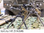 Tripod-mounted camouflaged weapon. Стоковое фото, фотограф Константин Шишкин / Фотобанк Лори