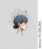 Мыслительные процессы девушки. Illustration of a Girl's Brain Processes AI generated. Стоковое AI-изображение, AI-художник Алексей Траст / Фотобанк Лори
