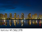 Saint Petersburg. Frunze district. New buildings of the residential complex Sofia. Night city. Стоковое фото, фотограф Филатова Ирина / Фотобанк Лори
