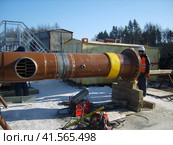 Construction of gas pipeline on the ground. Стоковое фото, фотограф Леонид Еремейчук / Фотобанк Лори