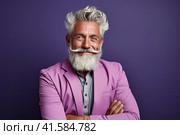 Portrait of an elderly man with a large gray beard and lush hair with a thoughtful look. Close-up. Generated by AI. Стоковое AI-изображение, AI-художник Ярославский Максим / Фотобанк Лори