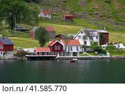 The small village on Sognefjord, Norway (2012 год). Стоковое фото, фотограф Сергей Стрелков / Фотобанк Лори