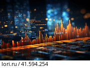A stock market chart and a candlestick chart suitable for the concept of financial investments. Economics trends background for business ideas and all artwork design. Generated by AI. Стоковое AI-изображение, AI-художник Ярославский Максим / Фотобанк Лори