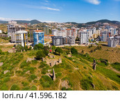 Naula city and Mahmutlar and Kargicak - aerial panoramic view on day. Turkey. Стоковое фото, фотограф Яков Филимонов / Фотобанк Лори
