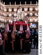 Celebration of Holy Week in Salamanca, penance procession of flagellants (2022 год). Редакционное фото, фотограф Яков Филимонов / Фотобанк Лори