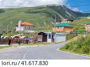 Село Хой. В горах Кавказа летним днем. Чеченская республика (2023 год). Редакционное фото, фотограф Pukhov K / Фотобанк Лори