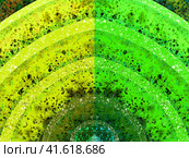 Green and yellow arches with watercolor patterns rise above each other. Abstract watercolor background. Illustration. Стоковая иллюстрация, иллюстратор Бузмакова Светлана / Фотобанк Лори