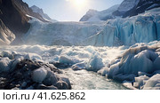 Melting glaciers. Climate Change on Planet Earth. Стоковое AI-изображение, AI-художник Кирилл Черезов / Фотобанк Лори