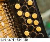 Photography of a part of an antique accordion. Details. Macro image. Стоковое фото, фотограф YuryKara / Фотобанк Лори