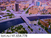 Layout Of Moscow. Kutuzovsky prospect, Krasnopresnenskaya embankment and Novy Arbat. Moscow, Russia, 07 31 2019. Редакционное фото, фотограф Андрей Журавлев / Фотобанк Лори