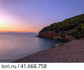 Beautiful sunset at the seaside, Greece. Редакционное фото, фотограф Екатерина Каляева / Фотобанк Лори
