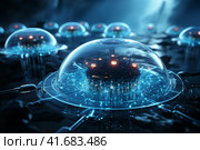 Nanotechnology Genetic engineering and the use of nanorobots, medicine, military industry, biological weapons 3D illustration, 3D,    Generative AI. Стоковое AI-изображение, AI-художник Анна Кривицкая / Фотобанк Лори