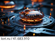 Nanorobots building a quantum-processor, ,    Generative AI. Стоковое AI-изображение, AI-художник Анна Кривицкая / Фотобанк Лори