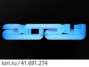 3D illustration inscription 2024 on a black   background. Changeability of years. Illustration of the symbol of the new year. Стоковое фото, фотограф Виталий Сова / Фотобанк Лори