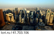 Panoramic aerial view of skyscrapers of Dubai city, UAE (2023 год). Стоковое видео, видеограф Aleksandr Golubev / Фотобанк Лори