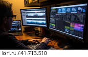 A meteorologist analyzes weather information. Стоковое AI-изображение, AI-художник Кирилл Черезов / Фотобанк Лори