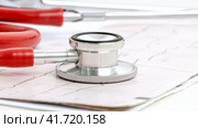 Stethoscope on a heart coordinate. Стоковое фото, фотограф Igor Skripachev / Фотобанк Лори