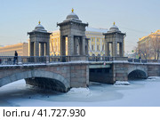 Мост Ломоносова (Чернышев мост) через Фонтанку. Санкт-Петербург (2016 год). Стоковое фото, фотограф Александр Алексеев / Фотобанк Лори