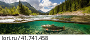 Close-up of a fish trout goes to spawn in a mountain river, underwater view. Стоковое AI-изображение, AI-художник Igor Tichonow / Фотобанк Лори