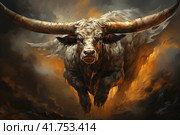 Flying cow with wings,  Generative AI. Стоковое AI-изображение, AI-художник Анна Кривицкая / Фотобанк Лори