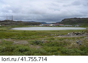Settlement and Lake Lodeynoye, the northernmost settlement in Russia beyond the Arctic Circle. Стоковое фото, фотограф Алексей Кузнецов / Фотобанк Лори