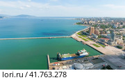 Top view of the marina and quay of Novorossiysk. Стоковое фото, фотограф Леонид Еремейчук / Фотобанк Лори