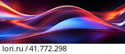Purple-blue waves on a dark background. Graphic resource. Стоковое AI-изображение, AI-художник Ярославский Максим / Фотобанк Лори