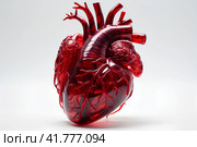 Стеклянное красное сердце человека. Generative AI. Стоковое AI-изображение, AI-художник Щеголева Ольга / Фотобанк Лори