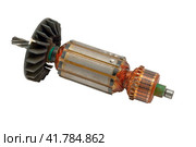 Ротор электрического мотора на белом фоне. Electric motor rotor isolated white background. Стоковое фото, фотограф Татьяна Д / Фотобанк Лори