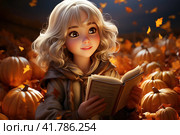 A sorceress casts a spell, awakening a golden shower in the heart of nature. Стоковое AI-изображение, AI-художник Юрий Поздников / Фотобанк Лори