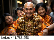 Mikoshi, exorcist priests, exorcist spirits exorcise evil spirits from people. Стоковое AI-изображение, AI-художник Юрий Поздников / Фотобанк Лори