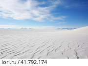 Arctic desert landscape, cold snowy plain sitn mountains on the horizon. Стоковое AI-изображение, AI-художник Евгений Харитонов / Фотобанк Лори